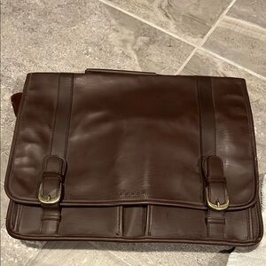 Coach Brown Leather Satchel with Flap Closure